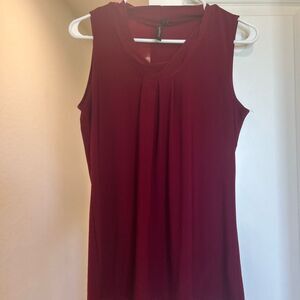 Susan Lawrence Burgandy Sleeveless Pleated Tank Top, Size M